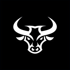 Bold bull head icon on a dark background. Great for rodeo posters, farm logos, and meat product labels.

