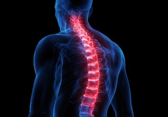 Luminous Red Spine: A Medical Visualization of Acute Back Pain