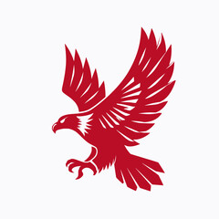 Crimson Eagle Strike – Single-Color Vector Emblem with Outstretched Wings and Talons