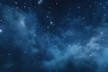 Obraz premium Starry sky background, blue night sky full of stars, glowing stars in the dark space, starry background, dark night, stars in the distance, starlight, dark background with a blue glow, night sky. 