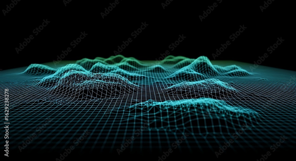 Poster green digital rain of binary code cascading down, creating a futuristic, immersive digital landscape
