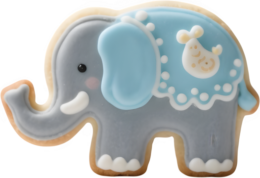 Elephant-Shaped Baby Shower Cookies with Blue Icing