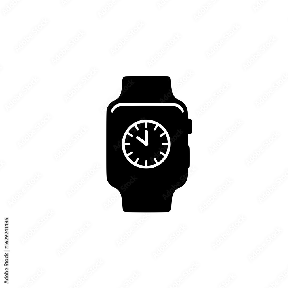 Poster smartwatch displaying analog clock face on screen for timekeeping and classic watch design concept