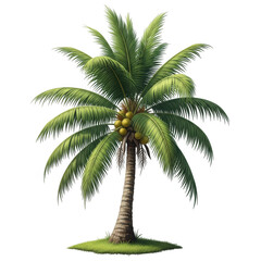 Realistic coconut palm tree isolated on transparent background