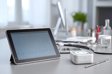 Modern telehealth with EKG results displayed on tablet, showcasing innovative healthcare technology solutions