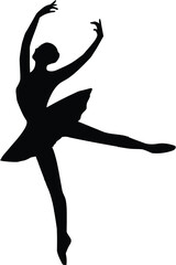 Ballet dancer silhouette in elegant pose vector illustration