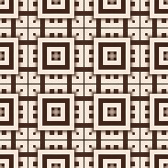 Seamless geometric pattern featuring brown retro squares, perfect for fabric, textile, wallpaper, or background texture design