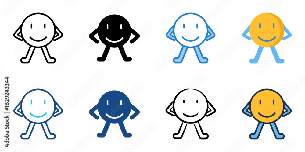 Poster character icon set multiple style collection