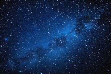 Fototapeta premium Starry sky background, blue night sky full of stars, glowing stars in the dark space, starry background, dark night, stars in the distance, starlight, dark background with a blue glow, night sky. 