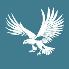 White Eagle Dive – Minimal One-Color Side-Facing Silhouette