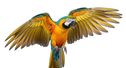 flying colorful parrot with outstretched wings