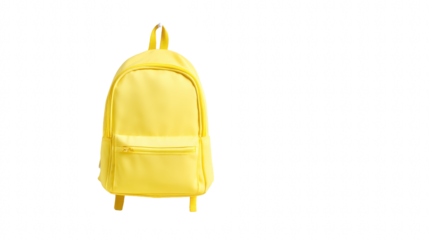 mockup yellow backpack with front pocket on white background