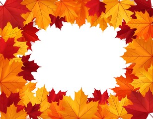 Autumnal leaf border surrounding a blank space