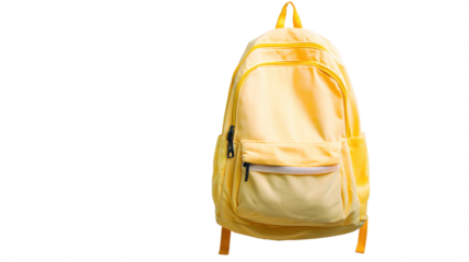 mockup yellow backpack with multiple compartments