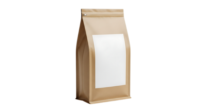 Brown Paper Coffee Bag with Blank White Label on Black Background paper bag Vector illustration of isolated on a transparent background