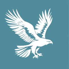 White Eagle Dive – Minimal One-Color Side-Facing Silhouette