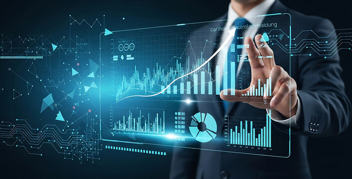 business man drawing a graph