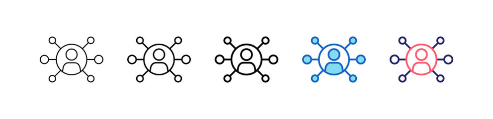 Network Icon In 5 Different Styles Set Collection.   
