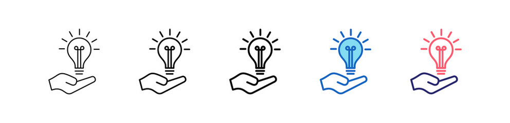 Idea Icon In 5 Different Styles Set Collection.   