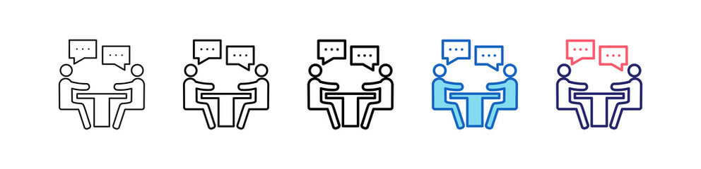 Discussion Icon In 5 Different Styles Set Collection.   