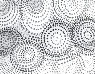 Abstract grayscale pattern of overlapping concentric circles formed by varying sized dots