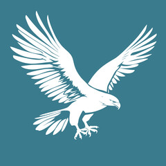 White Eagle Dive – Minimal One-Color Side-Facing Silhouette