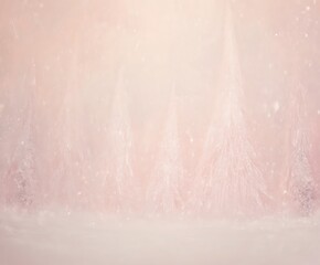 Fototapeta premium Dreamy pink winter forest delicate trees