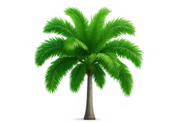 Lush green palm tree isolated on a transparent background, perfect for travel or tropical-themed projects