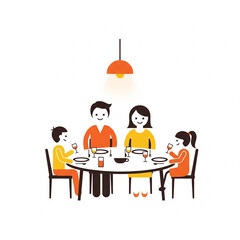 Parents and Children Eating Together at Home