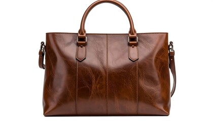 Naklejka premium Brown leather tote bag (1)
