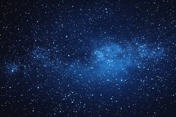 Fototapeta premium Starry sky background, blue night sky full of stars, glowing stars in the dark space, starry background, dark night, stars in the distance, starlight, dark background with a blue glow, night sky. 