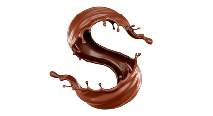 Obraz premium Chocolate splash letter s isolated on transparent background