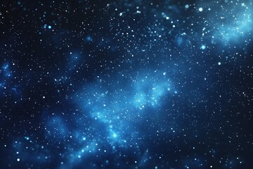 Obraz premium Starry sky background, blue night sky full of stars, glowing stars in the dark space, starry background, dark night, stars in the distance, starlight, dark background with a blue glow, night sky. 