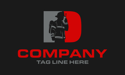 letter D logo Fire Fighter, vector illustration	