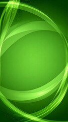 Abstract green design with glowing elliptical curves on dark background
