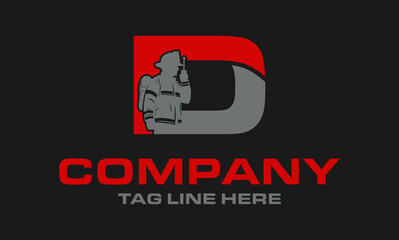 letter D logo Fire Fighter, vector illustration	