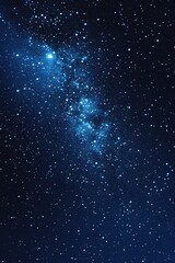 Fototapeta premium Starry sky background, blue night sky full of stars, glowing stars in the dark space, starry background, dark night, stars in the distance, starlight, dark background with a blue glow, night sky. 