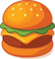 Cartoon Illustration of a Delicious Hamburger.
