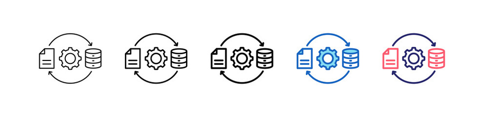 Data Transformation Icon In 5 Different Styles Set Collection.   