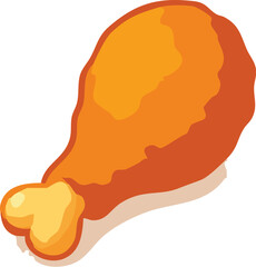 Cartoon Style Fried Chicken Leg.