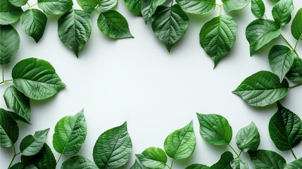 lush green leaves border against a clean background, creating a refreshing and natural aesthetic