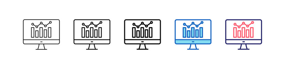 Statistics Icon In 5 Different Styles Set Collection.   