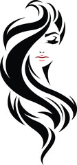 Long haired woman beauty fashion vector illustration silhouette style design art sketch