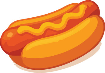 Delicious Cartoon Hot Dog with Mustard.