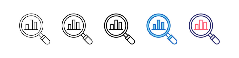Analysis Icon In 5 Different Styles Set Collection.   