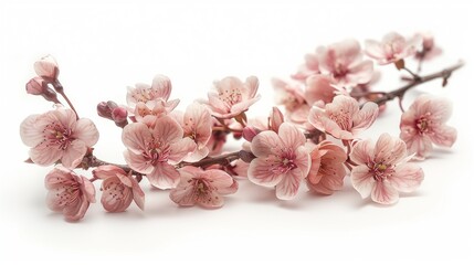 Delicate pink blossoms of cherry flowers branch. The image captures the beauty of spring