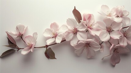 delicate cherry blossom branch with soft pink petals, evoking a sense of serenity and the beauty of spring 