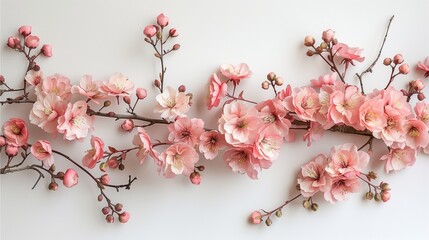 A delicate arrangement of cherry blossoms in full bloom, showcasing the beauty of spring 
