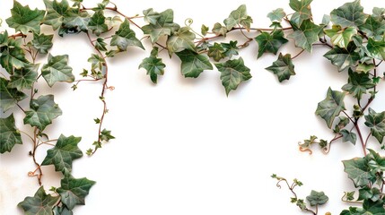 ivy plant, an evergreen vine growing on a wall creating a natural border with its lush green leaves 