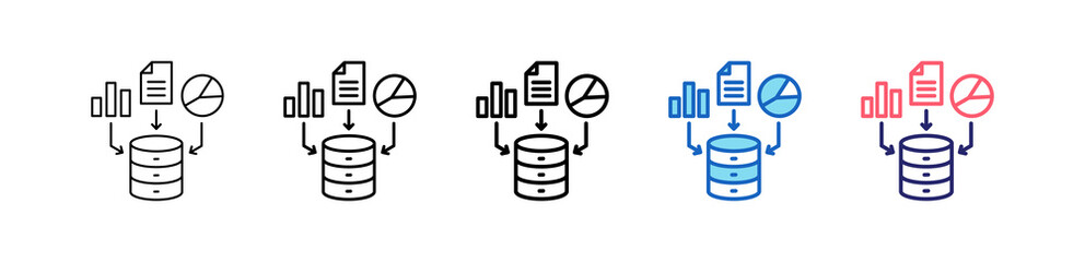 Database Icon In 5 Different Styles Set Collection.   